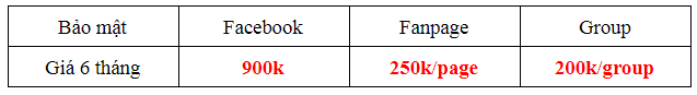 bang gia bao mat nick facebook