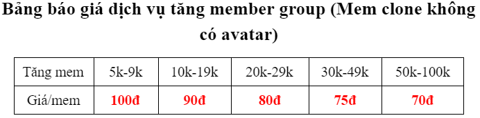 bao gia tang member group clone
